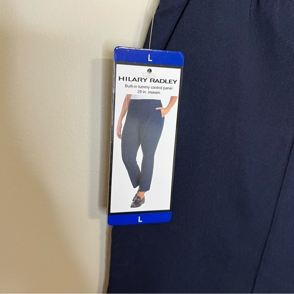 NWT Hilary Radley Women's Pull-On Mid Rise Slim Leg Pants Navy Blue size large - Picture 6 of 11